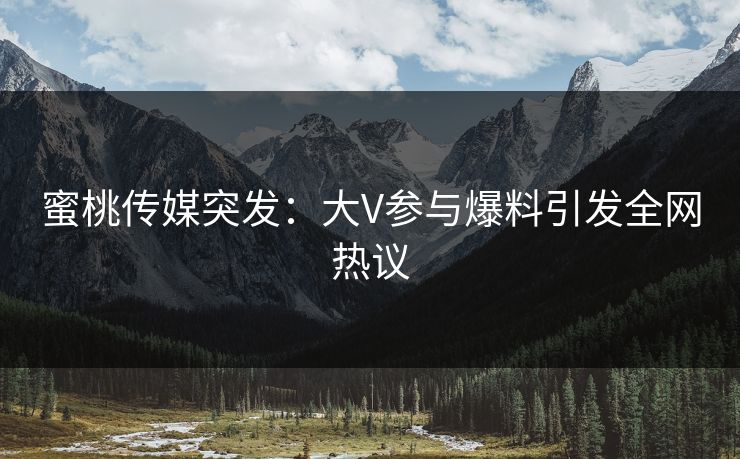 蜜桃传媒突发：大V参与爆料引发全网热议