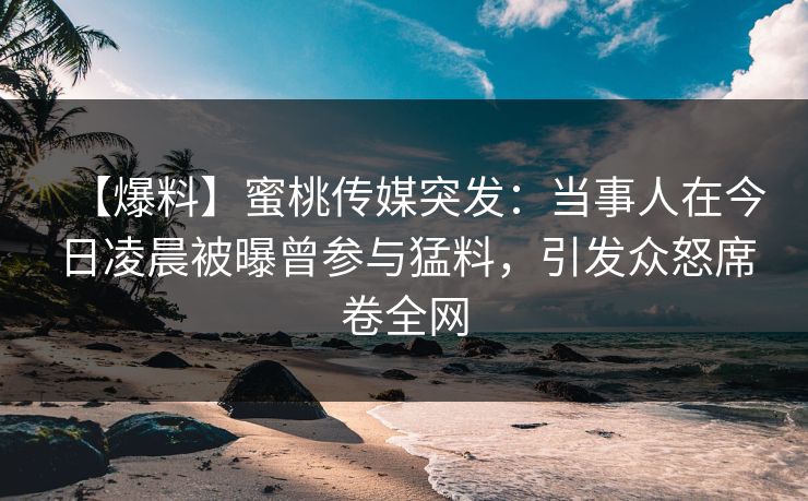 【爆料】蜜桃传媒突发：当事人在今日凌晨被曝曾参与猛料，引发众怒席卷全网