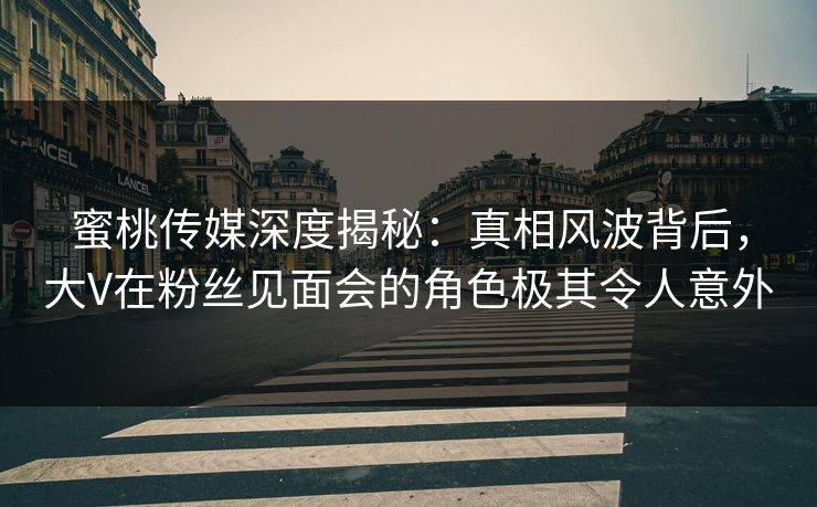 蜜桃传媒深度揭秘：真相风波背后，大V在粉丝见面会的角色极其令人意外