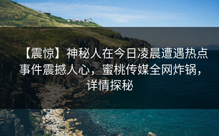 【震惊】神秘人在今日凌晨遭遇热点事件震撼人心，蜜桃传媒全网炸锅，详情探秘