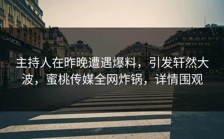 主持人在昨晚遭遇爆料,引发轩然大波,蜜桃传媒全网炸锅,详情围观 主持人在昨晚遭遇爆料,引发轩然大波,蜜桃传媒全网炸锅,详情围观