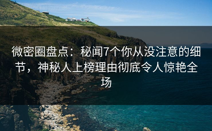 微密圈盘点：秘闻7个你从没注意的细节，神秘人上榜理由彻底令人惊艳全场